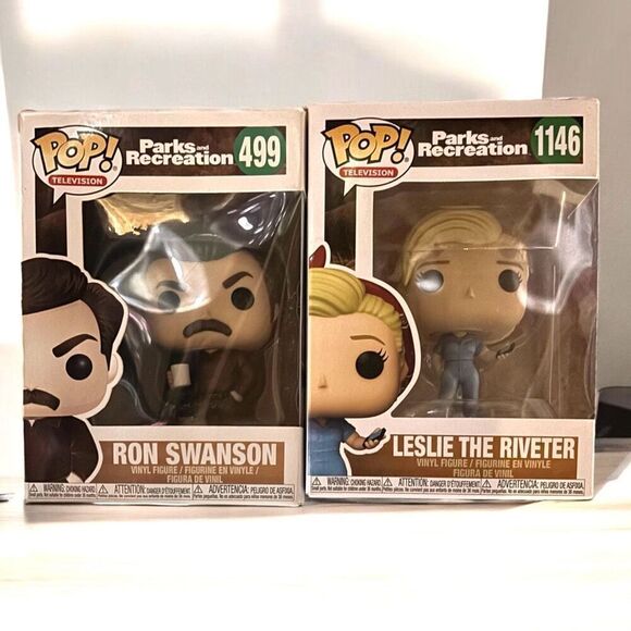 (NEW)Lot of 2 Parks & Recreation-Ron Swanson & Leslie Knope FunkoPop - Picture 1 of 5